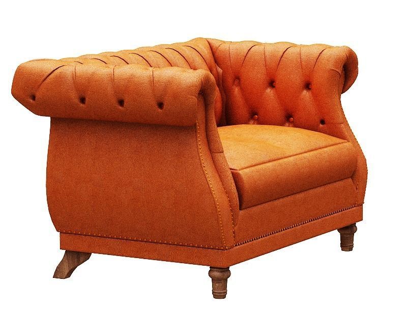 Classical Sofa set model Leather and Wood Low-poly 3D model_14