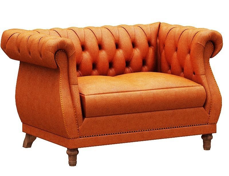 Classical Sofa set model Leather and Wood Low-poly 3D model_13