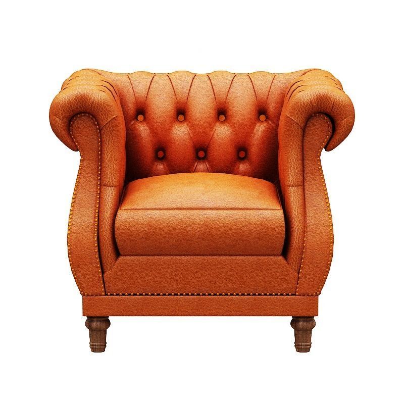 Classical Sofa set model Leather and Wood Low-poly 3D model_6