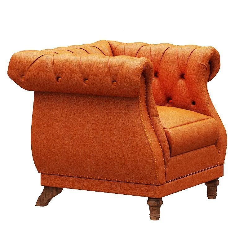 Classical Sofa set model Leather and Wood Low-poly 3D model_8