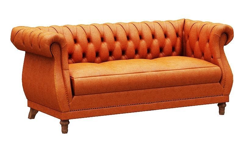 Classical Sofa set model Leather and Wood Low-poly 3D model_19