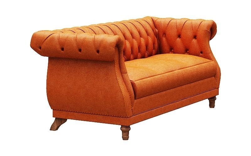 Classical Sofa set model Leather and Wood Low-poly 3D model_20