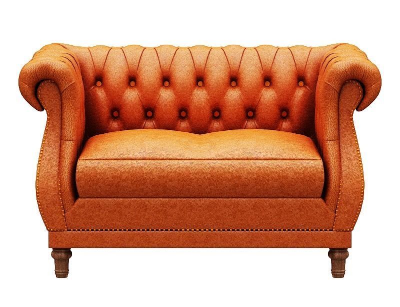 Classical Sofa set model Leather and Wood Low-poly 3D model_12