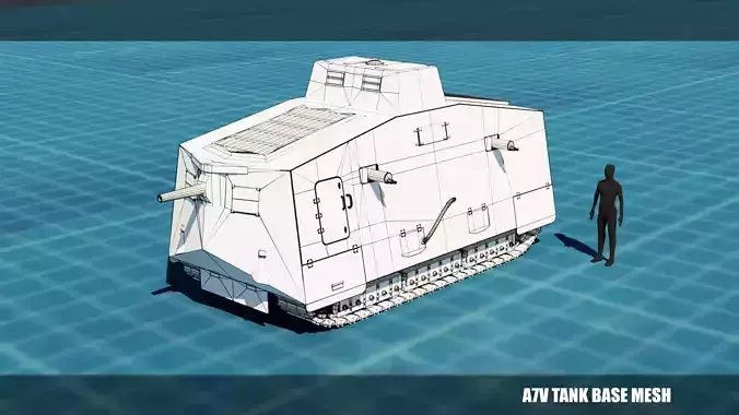 A7V TANK BASE MESH  Low-poly 3D model