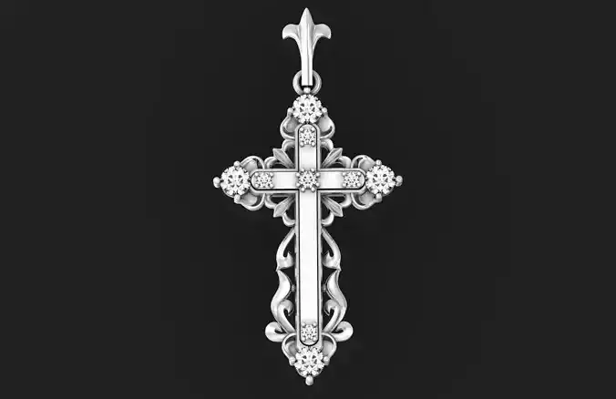 beautiful female cross with stones and patterns