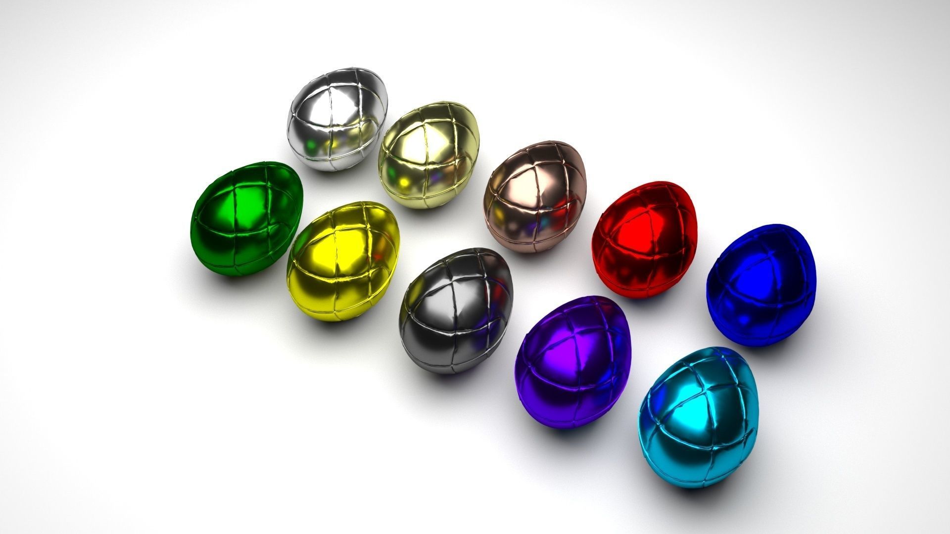 Metallic Morph Eggs Set 3D model_1