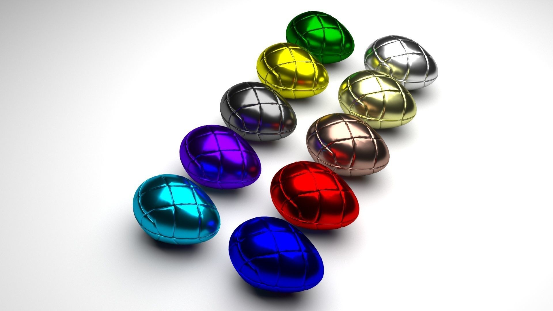 Metallic Morph Eggs Set 3D model_2