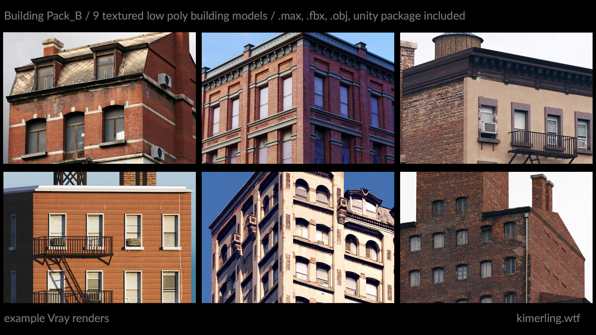 Building pack B Low-poly 3D model_1
