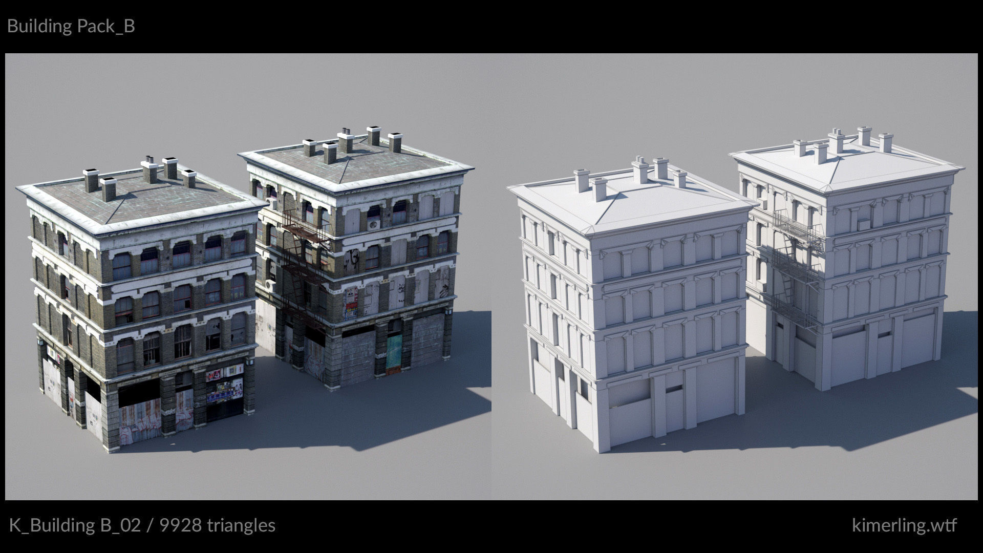 Building pack B Low-poly 3D model_3