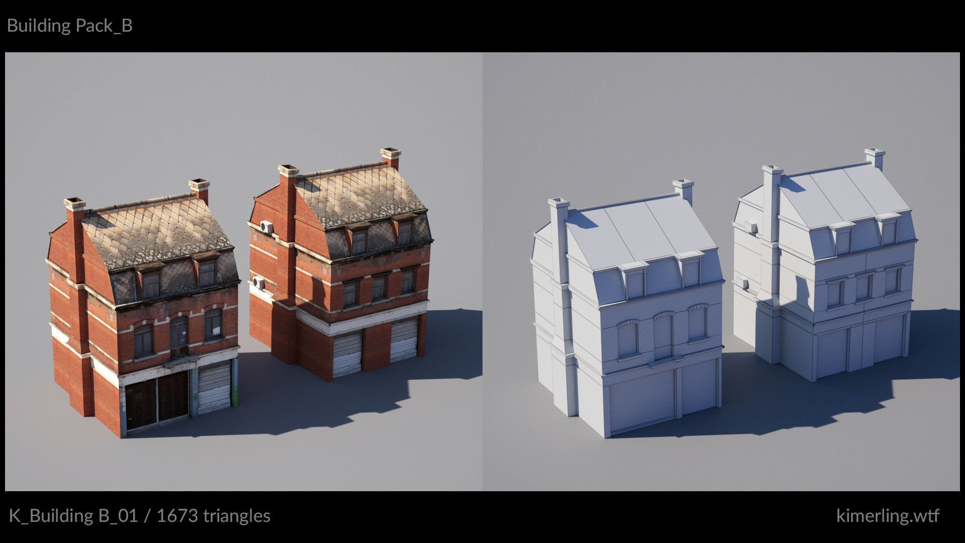 Building pack B Low-poly 3D model_2