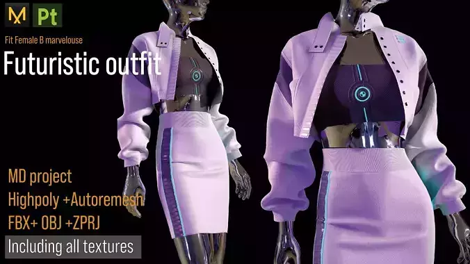 futuristic clothes 3d model Scifi outfit