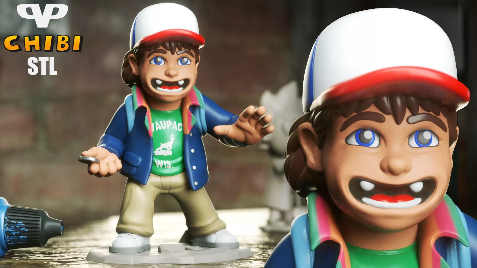 Stranger Things Dustin Henderson STL for 3D Printing ChibiSTL 3D print model