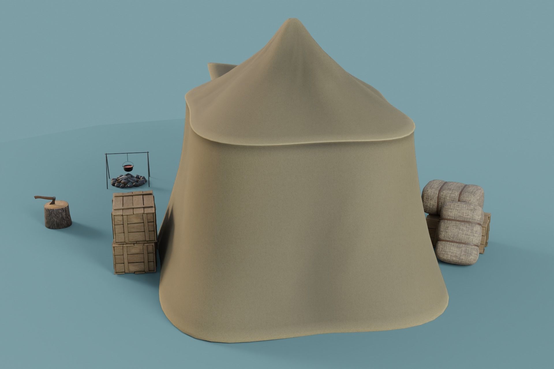 Camp Tier 3 Low-poly 3D model_4