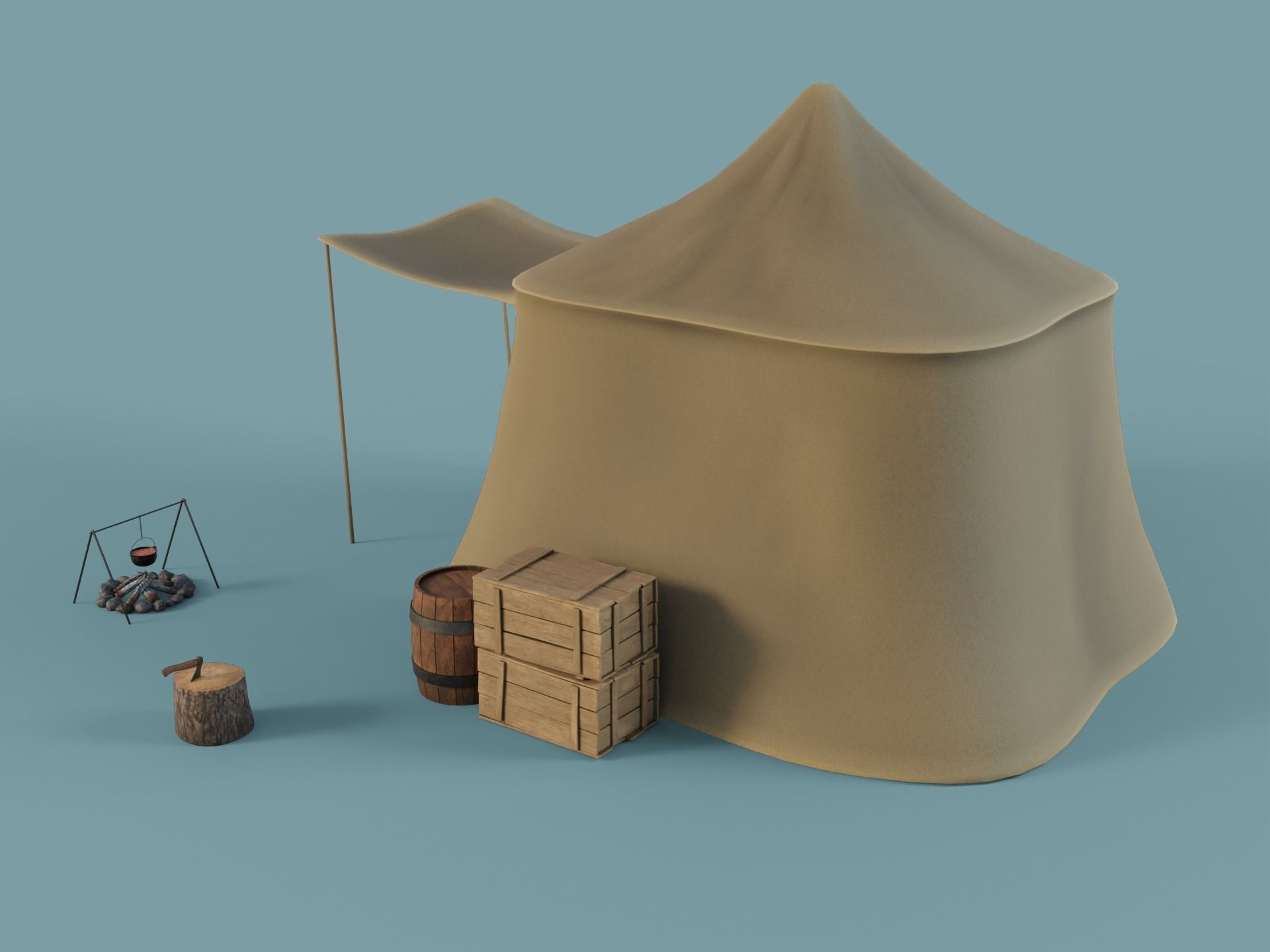 Camp Tier 3 Low-poly 3D model_3