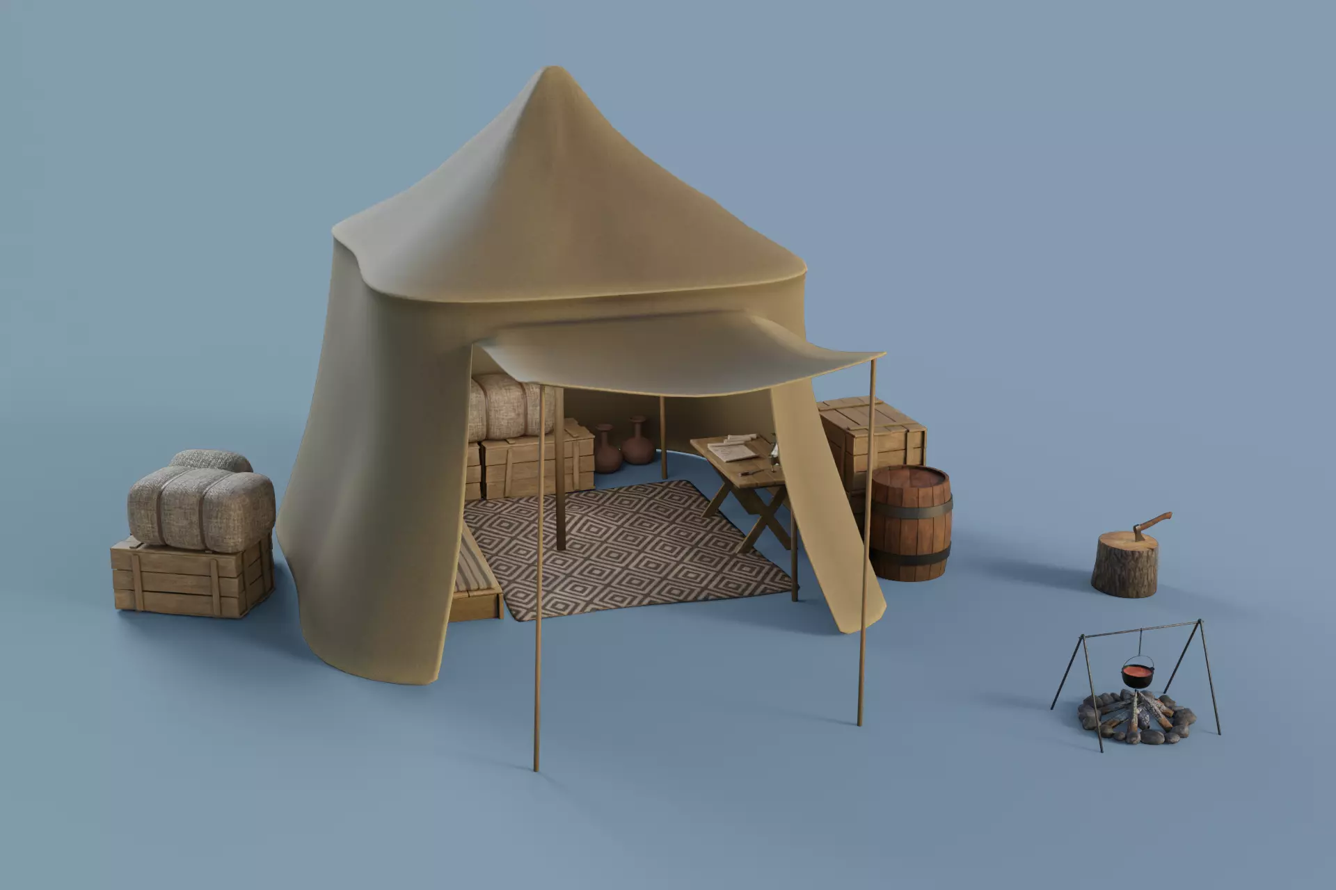 Camp Tier 3 Low-poly 3D model_0