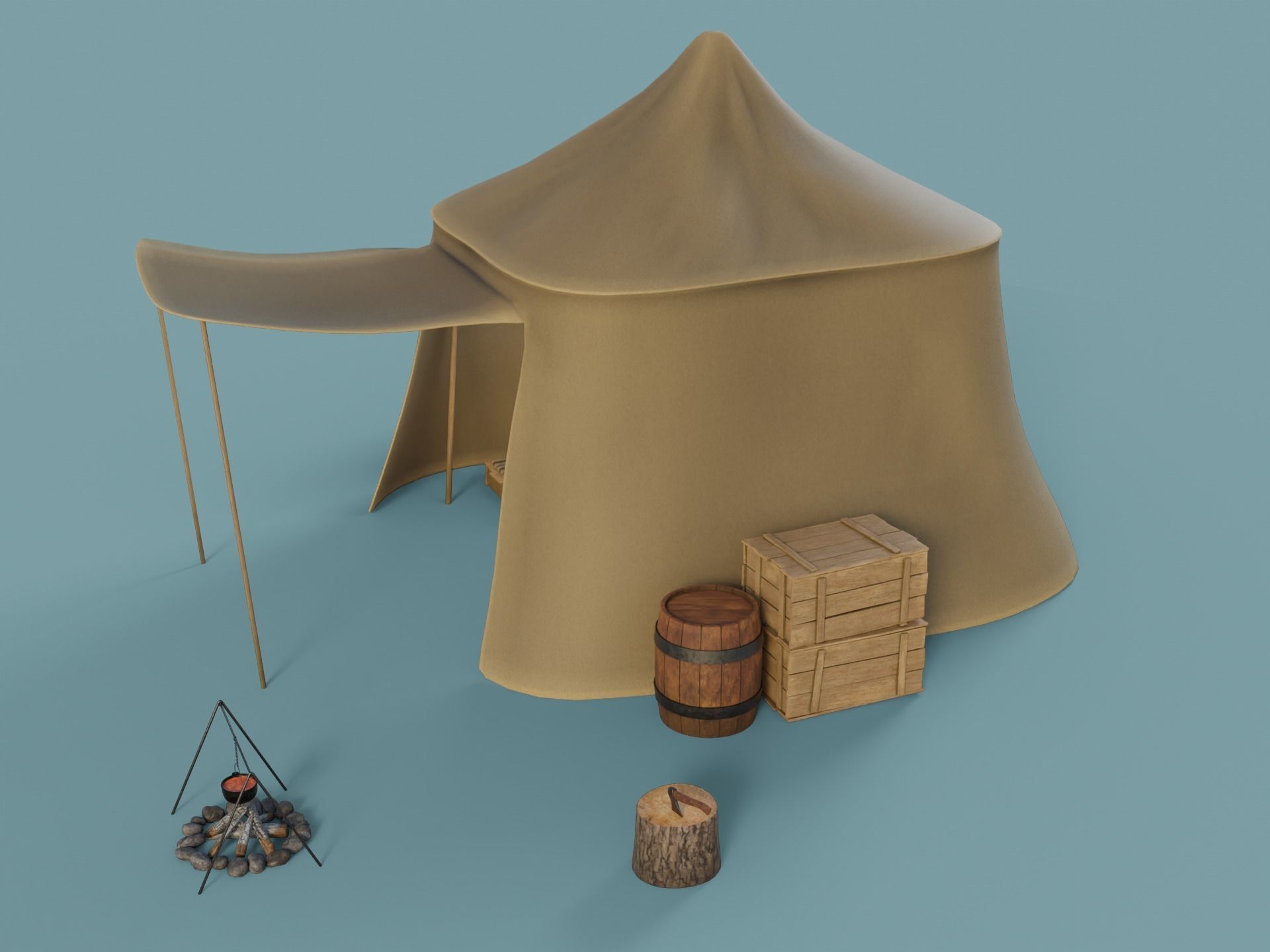 Camp Tier 3 Low-poly 3D model_2