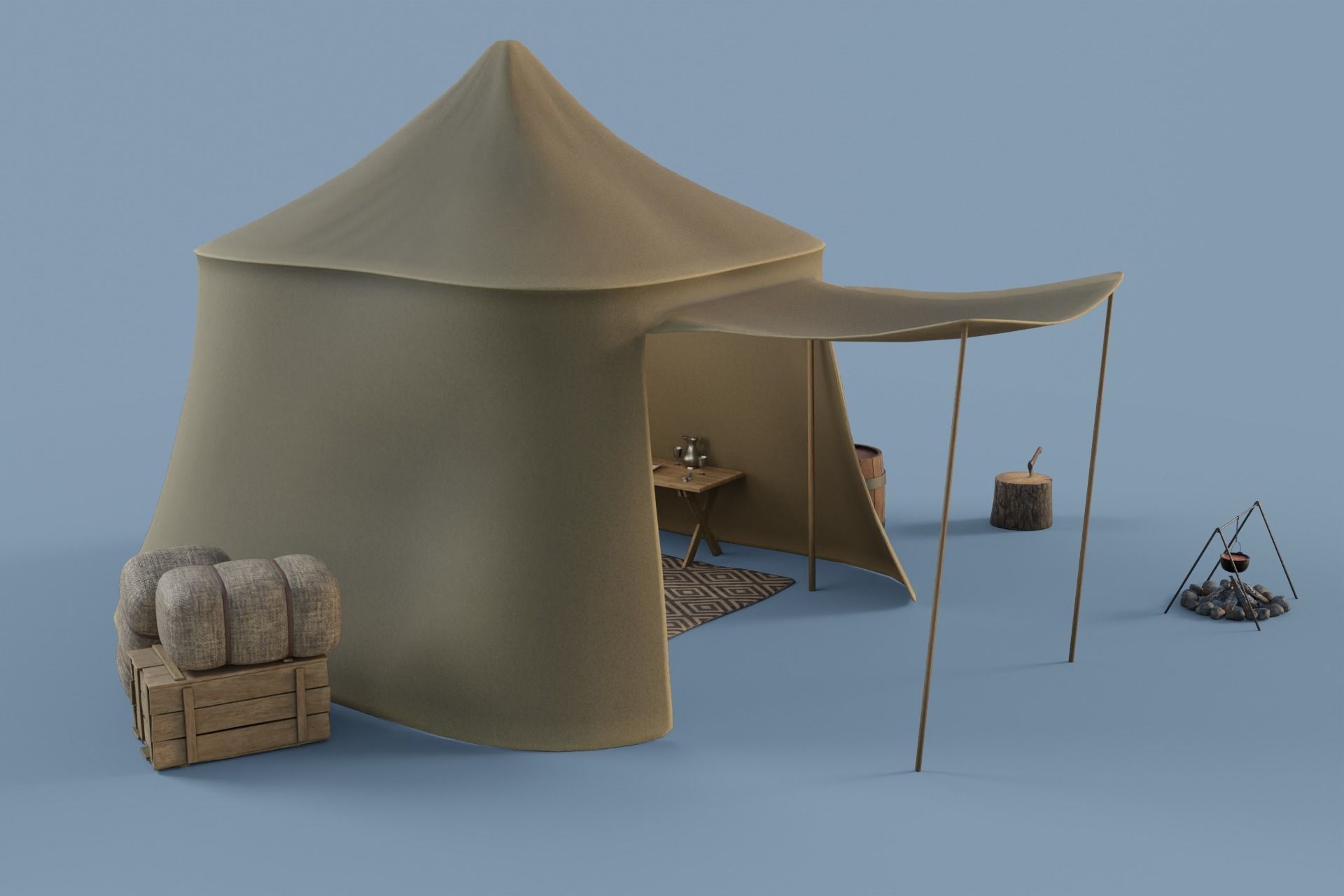 Camp Tier 3 Low-poly 3D model_7