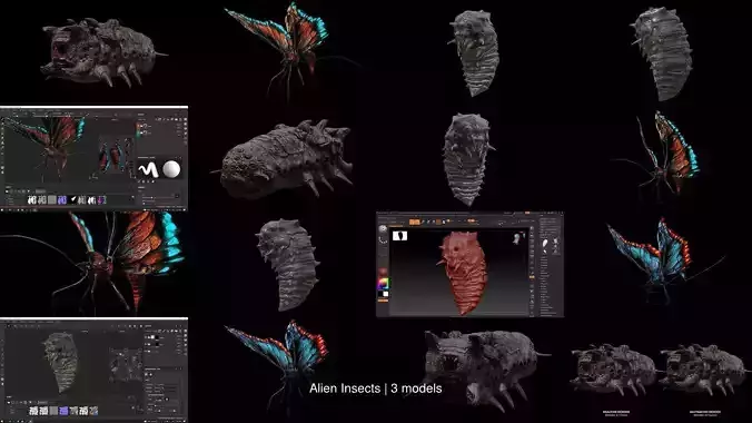 Alien Insects 3D Model Collection