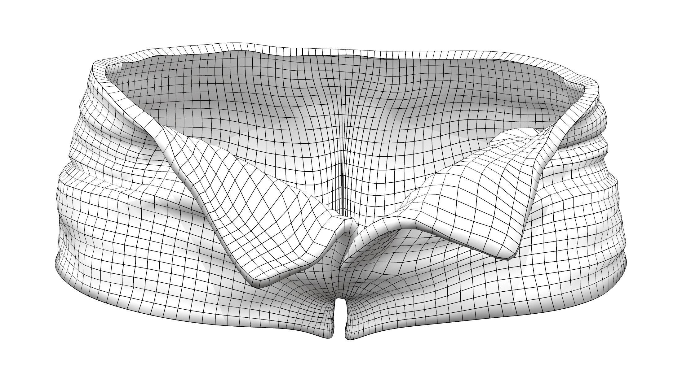 Open Front Unbuttoned Unzipped Micro Denim Shorts Low-poly 3D model_6