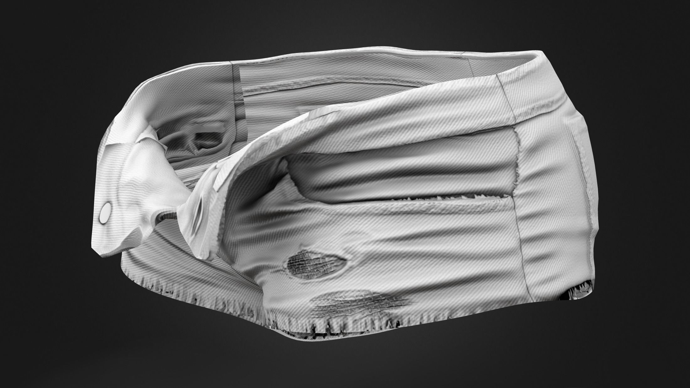 Open Front Unbuttoned Unzipped Micro Denim Shorts Low-poly 3D model_8