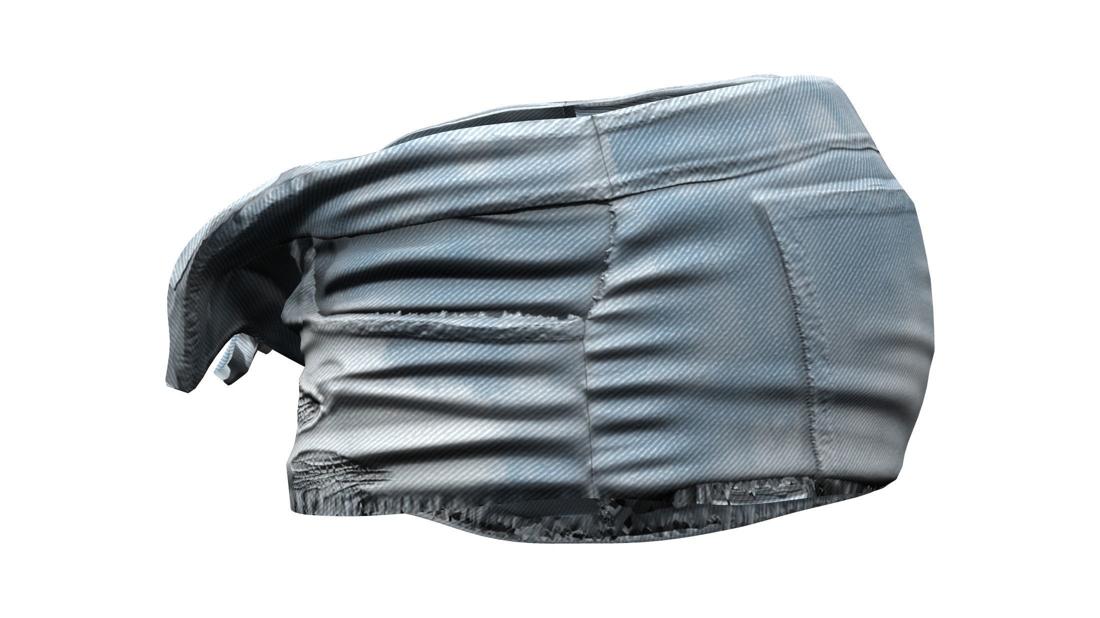 Open Front Unbuttoned Unzipped Micro Denim Shorts Low-poly 3D model_3