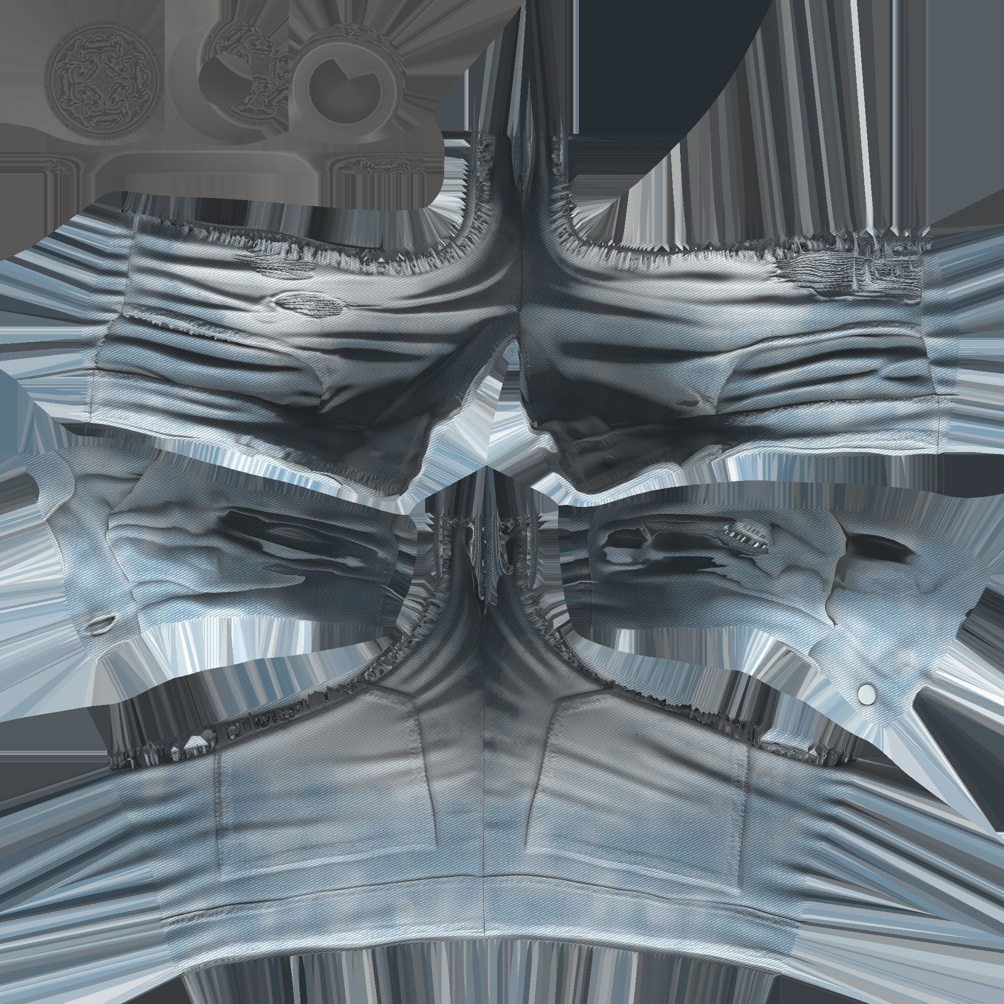 Open Front Unbuttoned Unzipped Micro Denim Shorts Low-poly 3D model_9