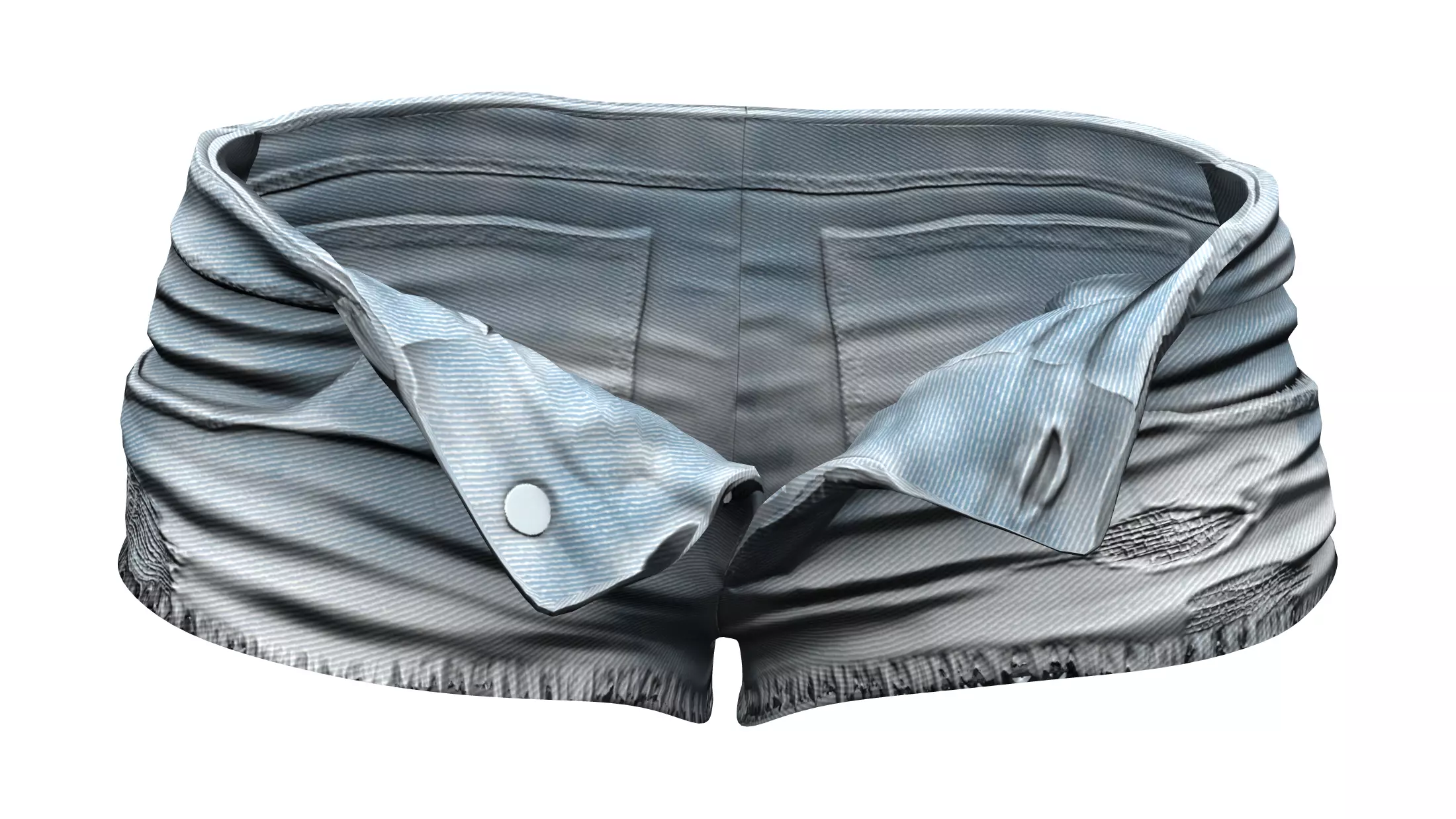Open Front Unbuttoned Unzipped Micro Denim Shorts Low-poly 3D model_0