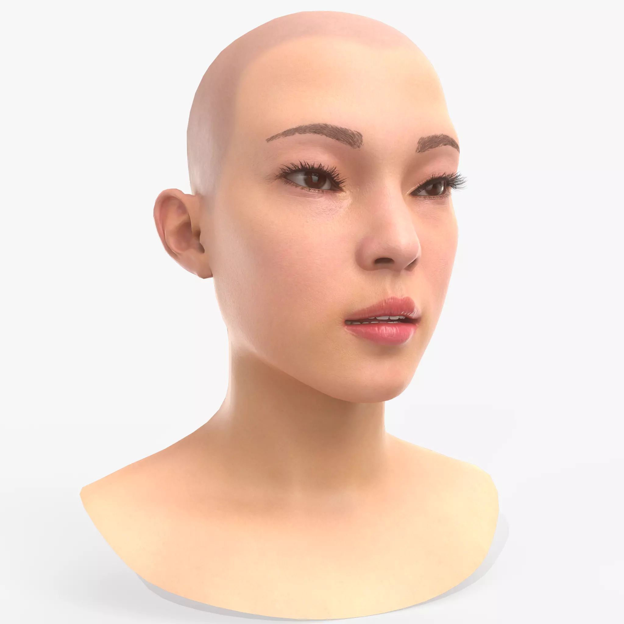 Asian Girl Head Game Ready Low-poly 3D model