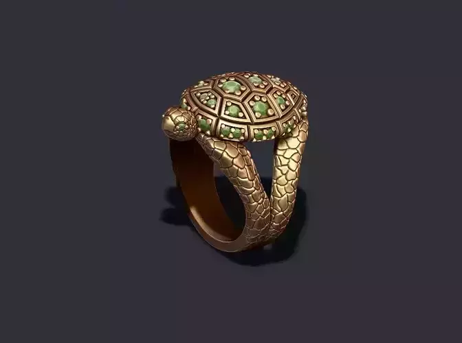 Turtle ring with gems