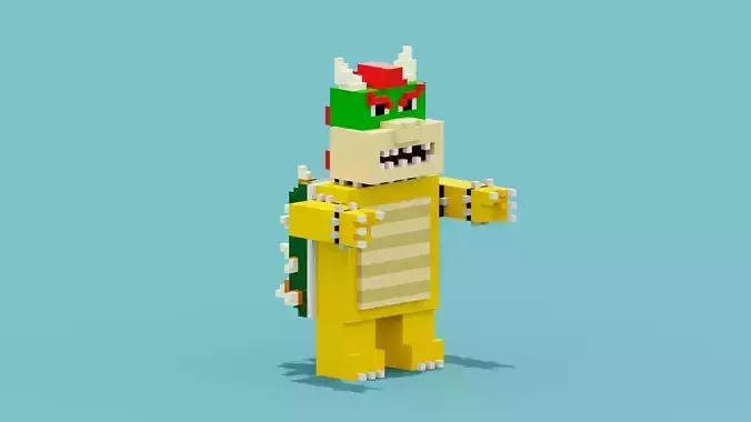 Voxel Mario Bowser Low-poly 3D model