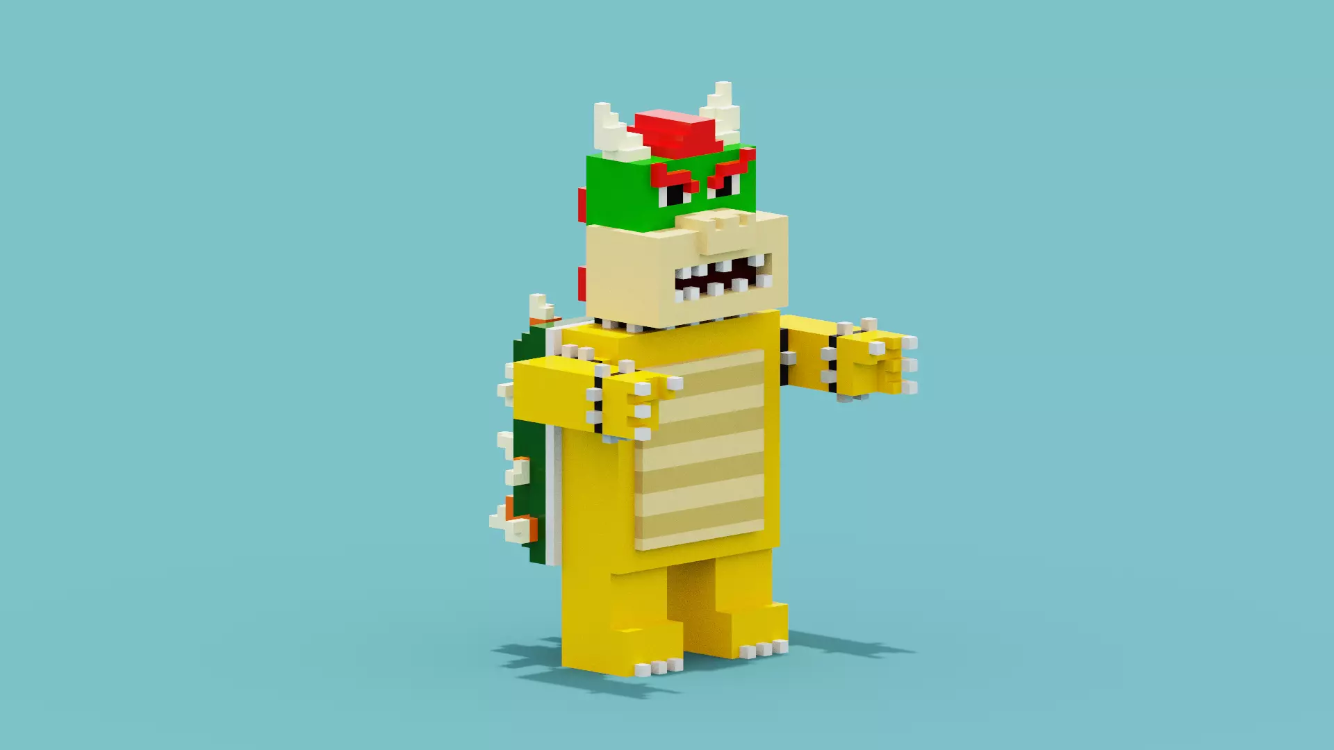 Voxel Mario Bowser Low-poly 3D model