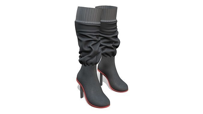 Sci-fi Wrinkled  Midcalf High Heel Boots Low-poly 3D model