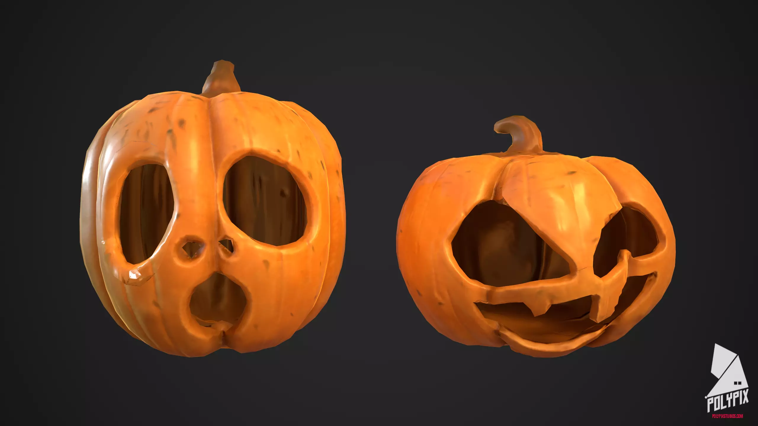 Haloween Pumkins Low-poly 3D model_0