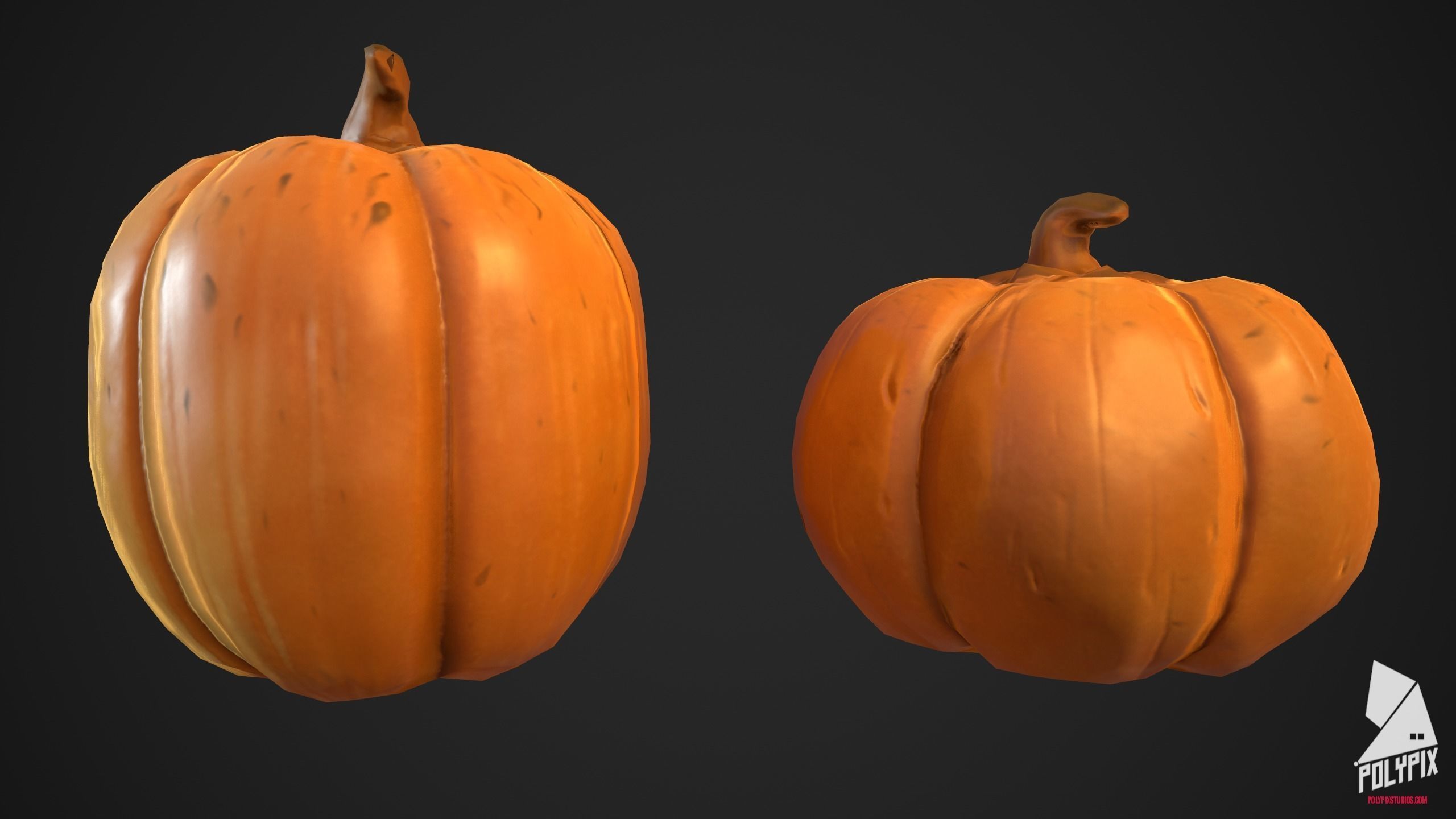 Haloween Pumkins Low-poly 3D model_2