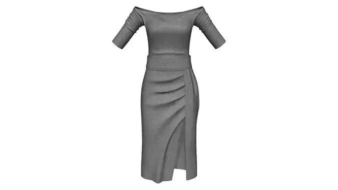 Bag Hip Open Neck Collar Dress Bright Crystal Evening Grey Dress