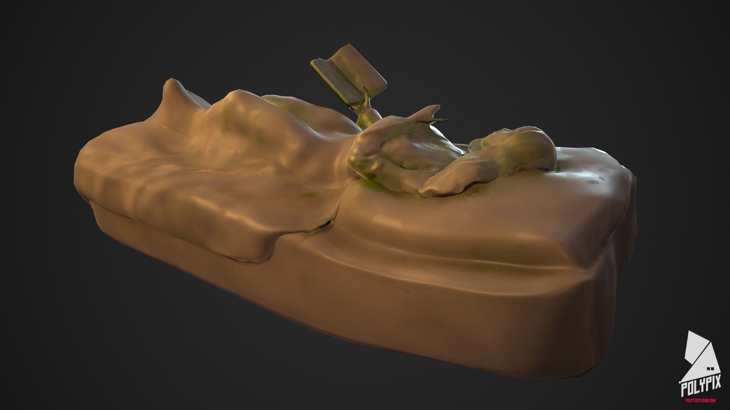 Lying Statue Low-poly 3D model_2