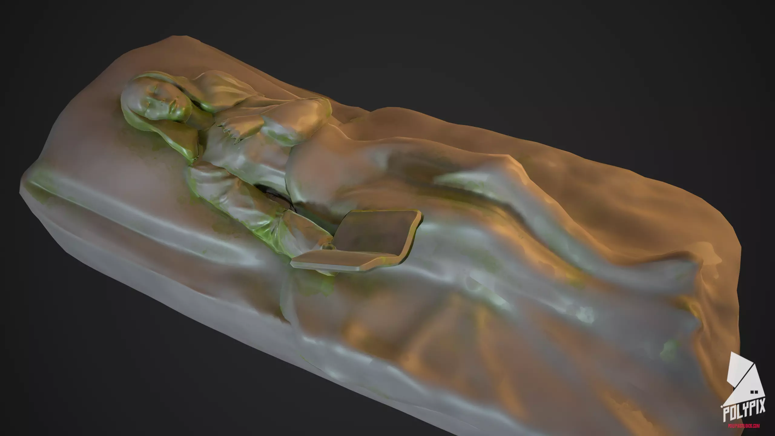 Lying Statue Low-poly 3D model_0