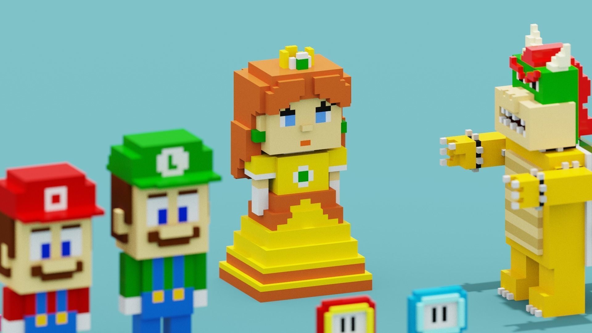 Voxel Super Mario Characters Low-poly 3D model_5