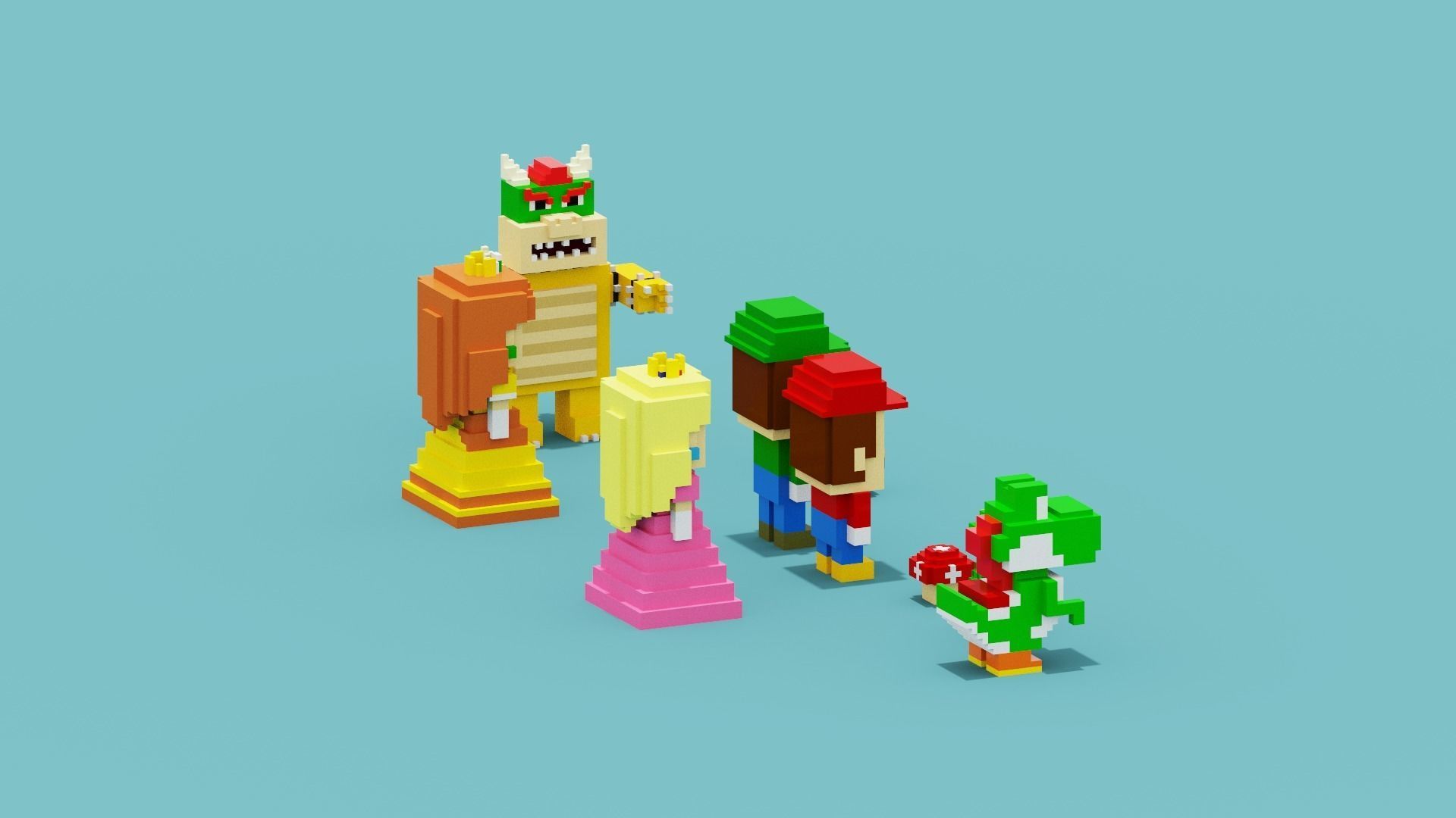 Voxel Super Mario Characters Low-poly 3D model_18