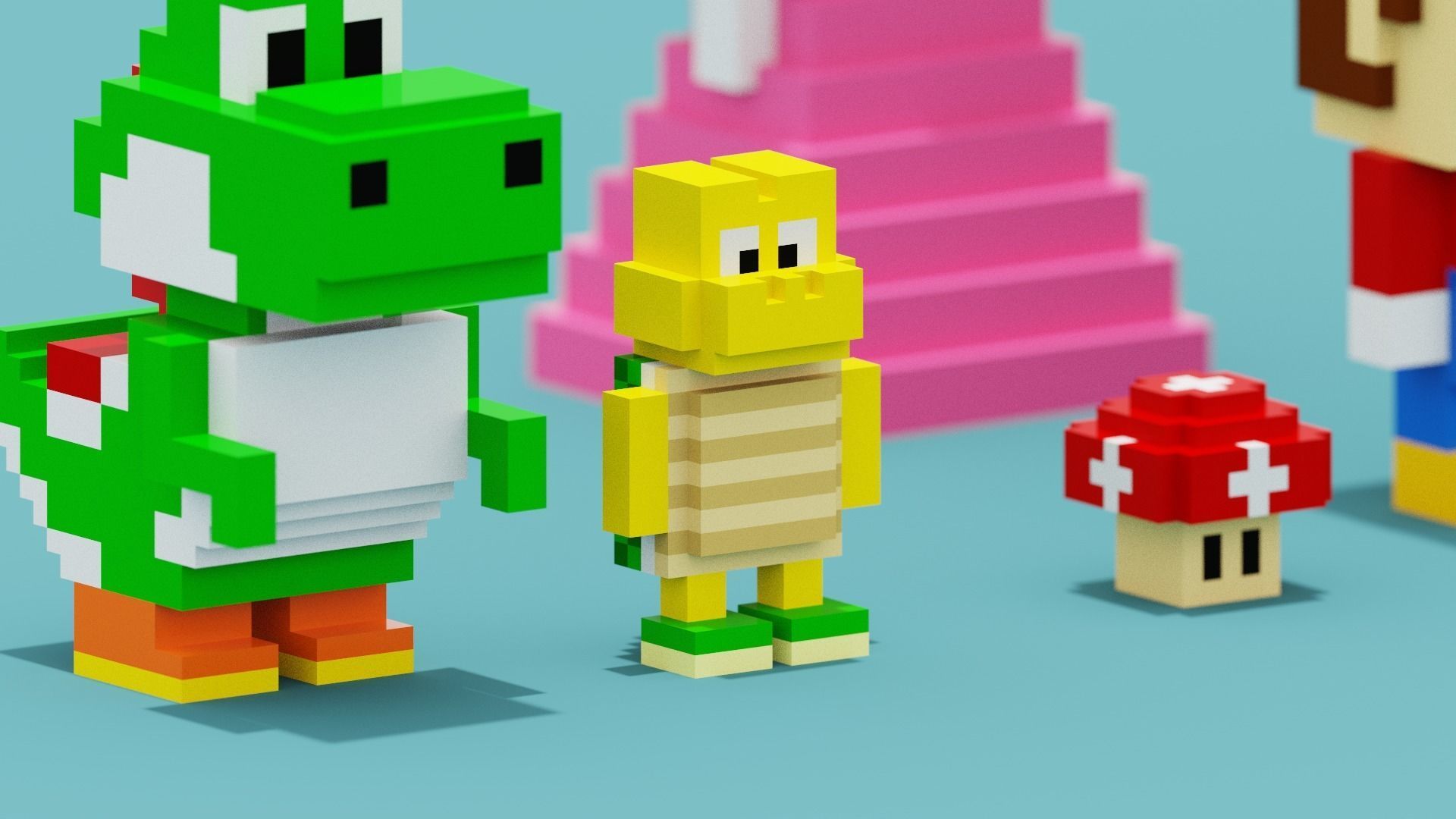 Voxel Super Mario Characters Low-poly 3D model_4