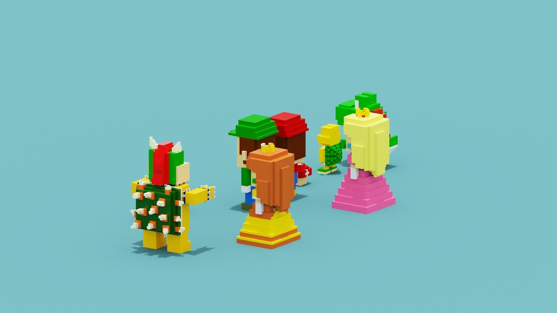Voxel Super Mario Characters Low-poly 3D model_14