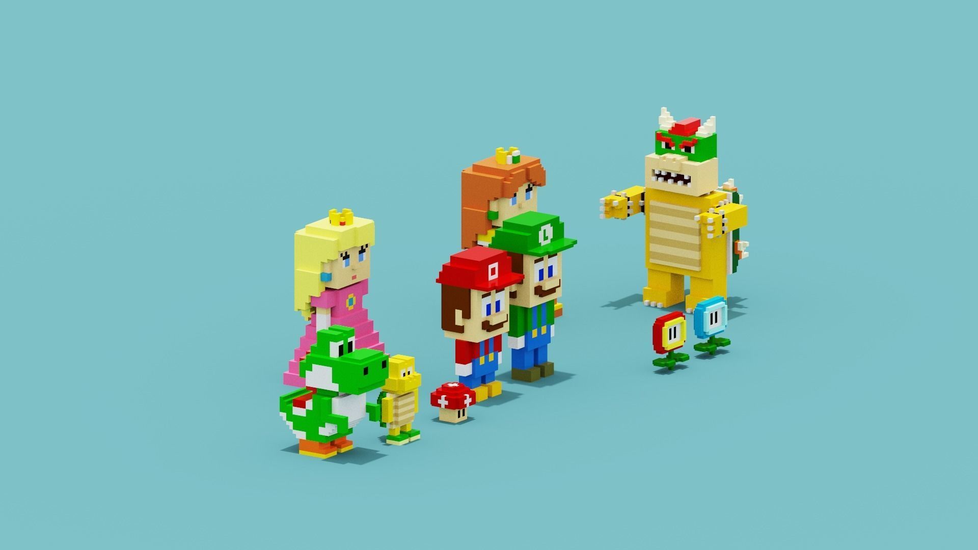 Voxel Super Mario Characters Low-poly 3D model_20