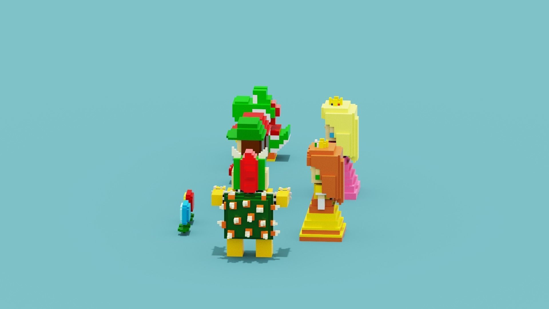 Voxel Super Mario Characters Low-poly 3D model_13