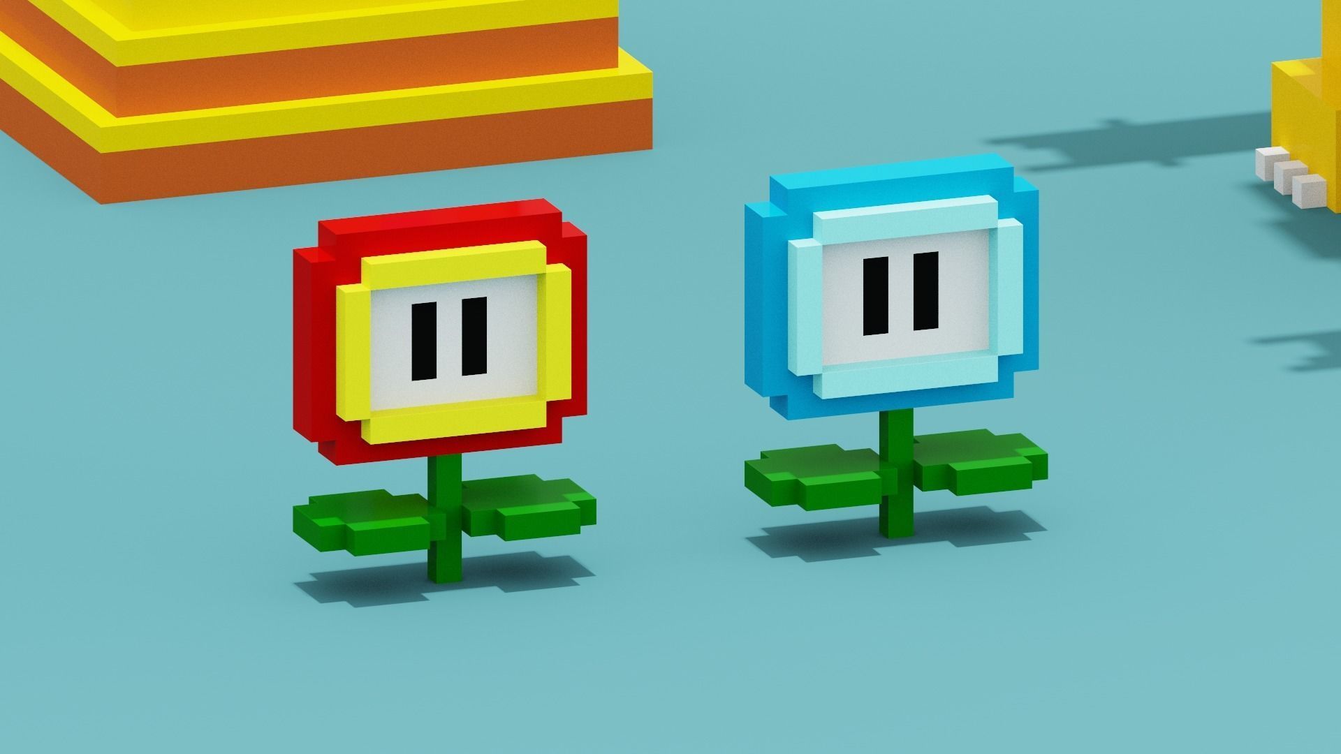 Voxel Super Mario Characters Low-poly 3D model_8