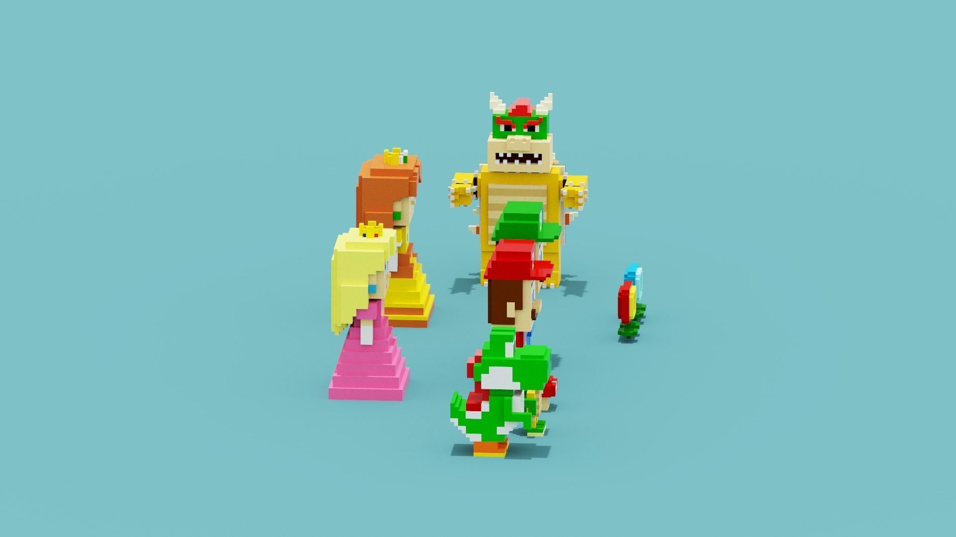 Voxel Super Mario Characters Low-poly 3D model_19