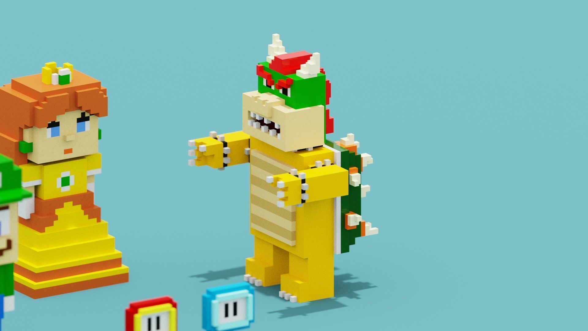 Voxel Super Mario Characters Low-poly 3D model_9
