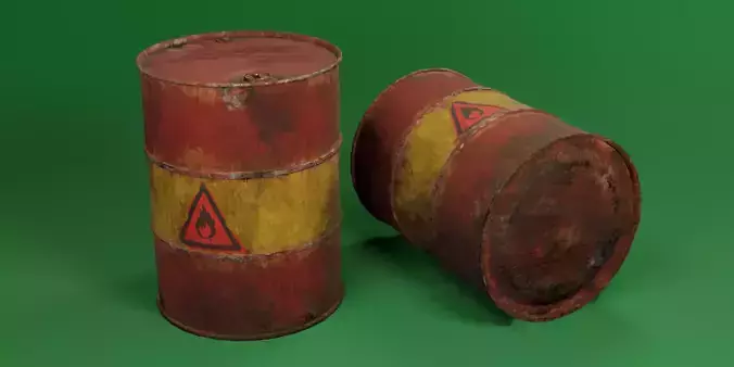 Damaged flammable barrel