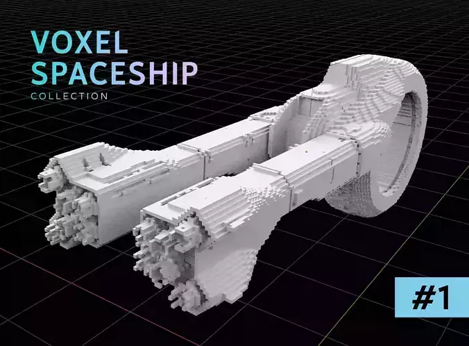 3D VOXEL SPACESHIP Collection 1