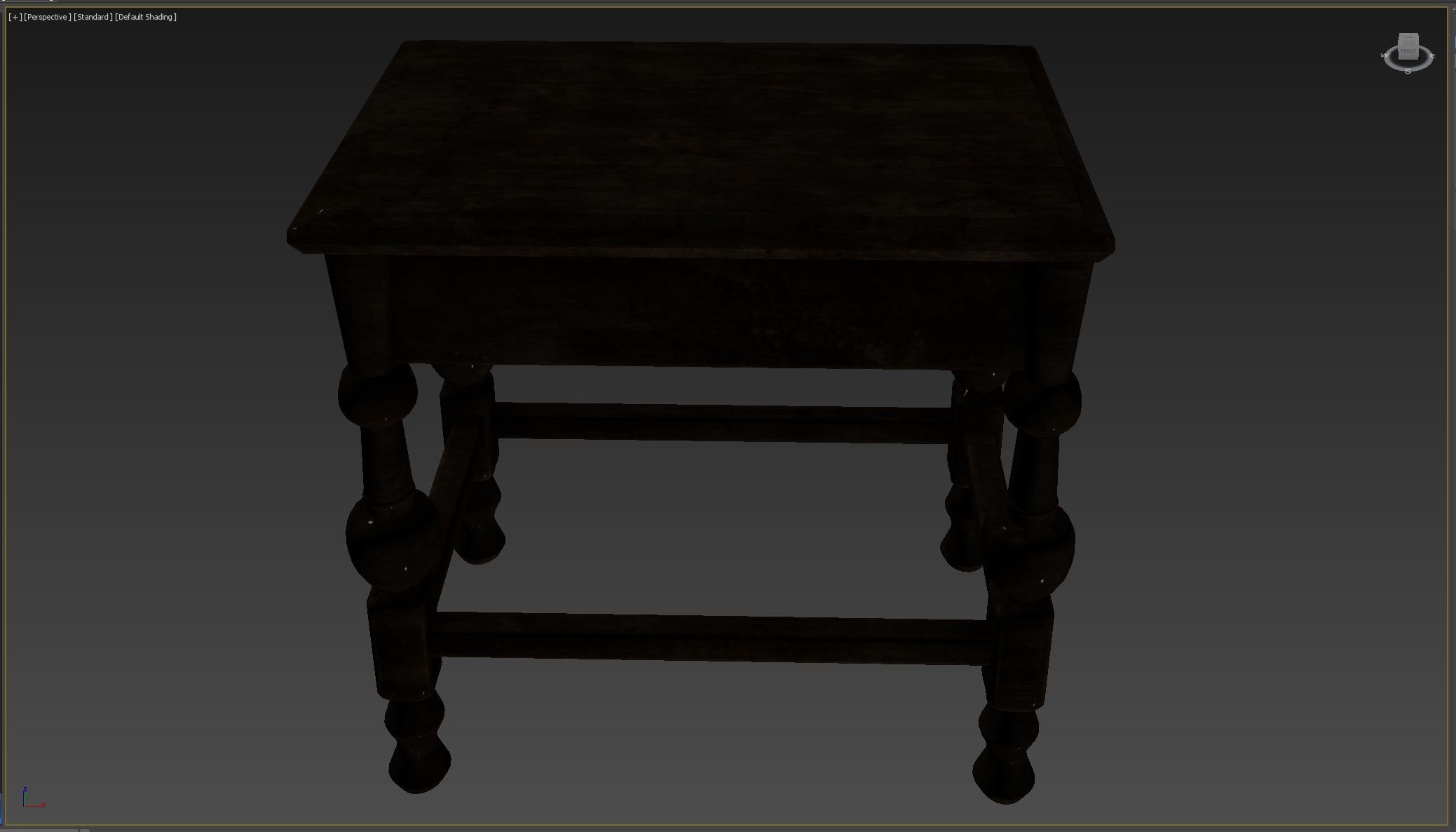 Medieval Table and Banches Low-poly 3D model_4