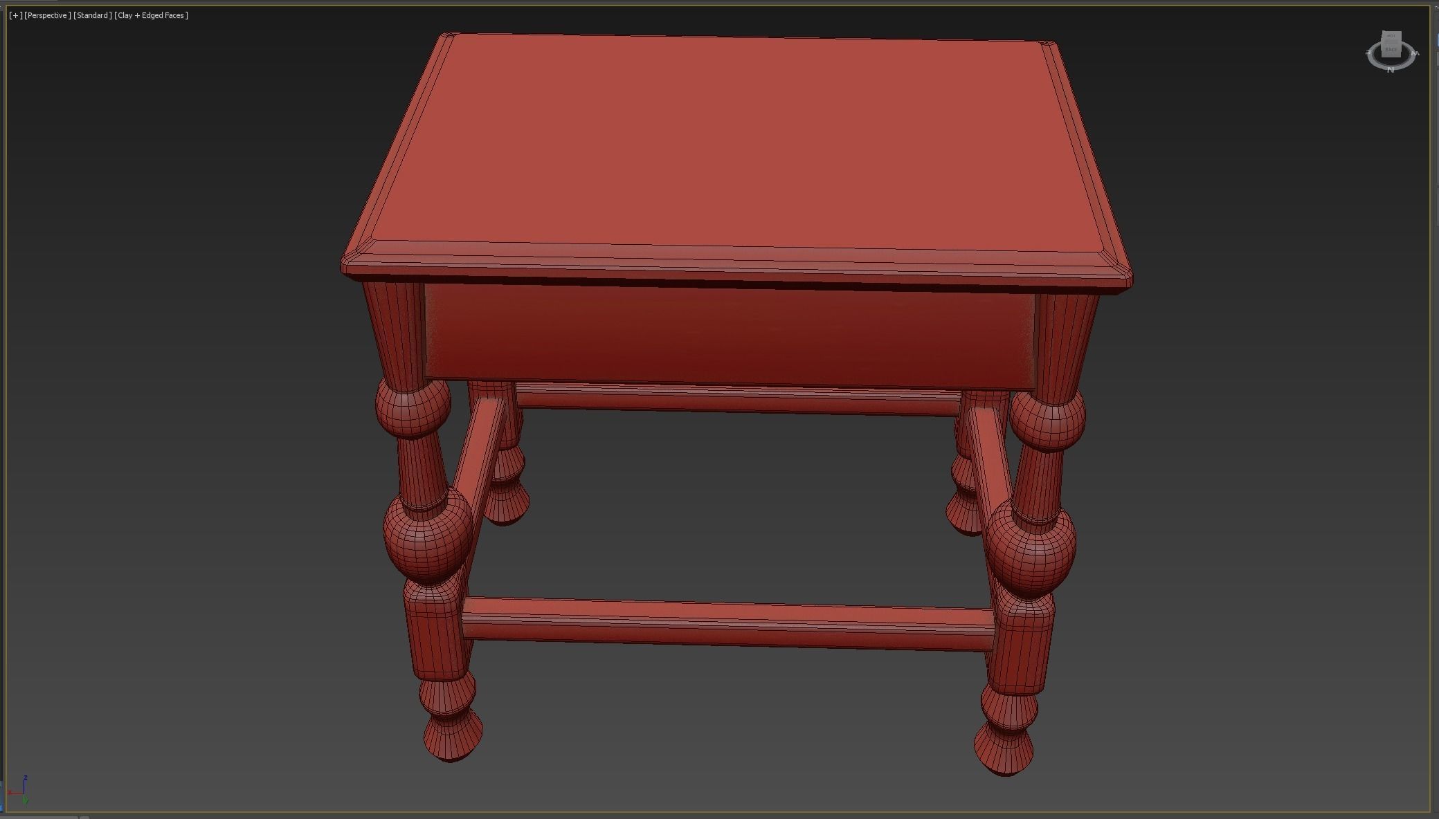 Medieval Table and Banches Low-poly 3D model_7